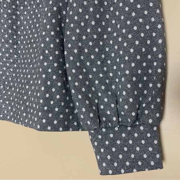 Talbots Top Large Metallic Polka Dot Balloon Sleeves Funnel Neck Business Casual - Picture 6 of 7
